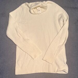 Talbots Cream Ribbed Turtleneck Sweater